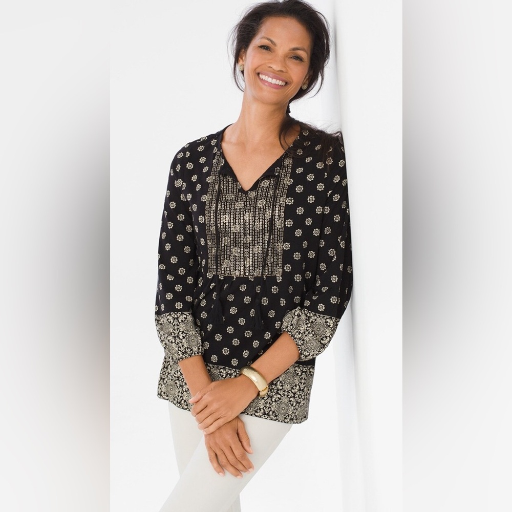 Size 12 (2) Frosted Boho Tassel Top from Chico’s